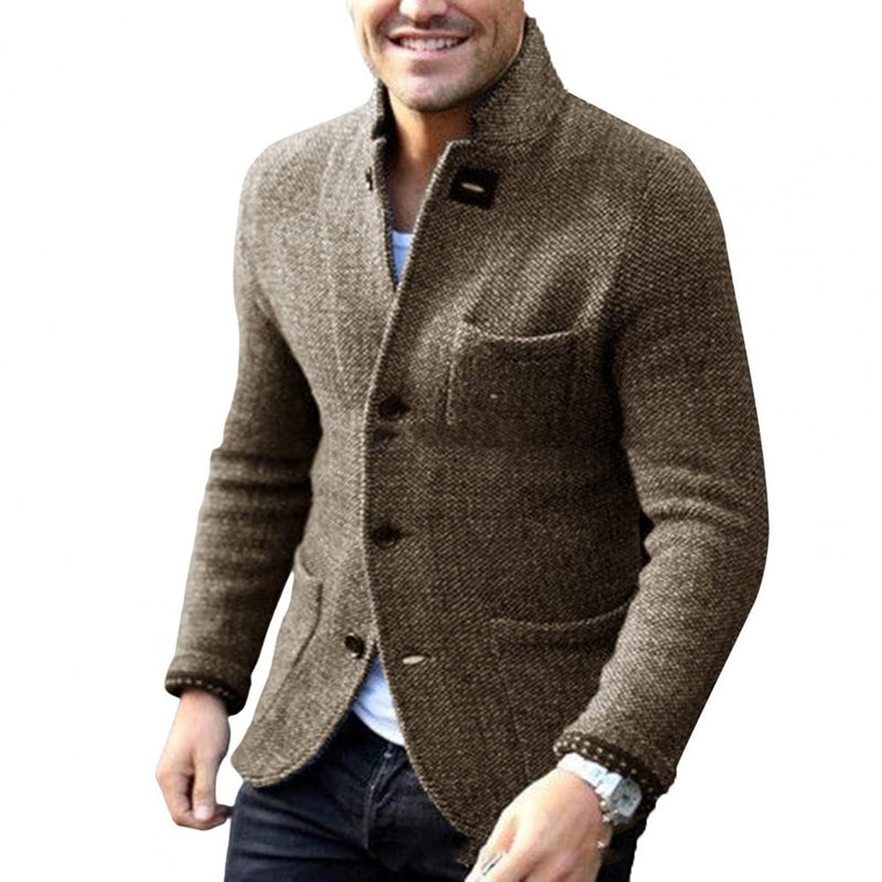 Knit Cardigan Wool Blend - Button Front & Long Layer