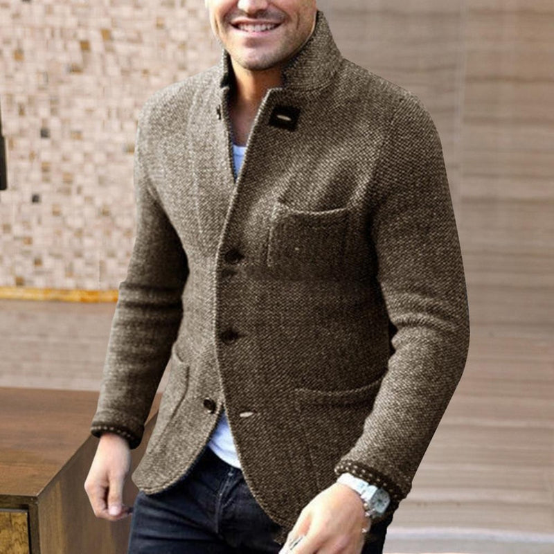 Knit Cardigan Wool Blend - Button Front & Long Layer