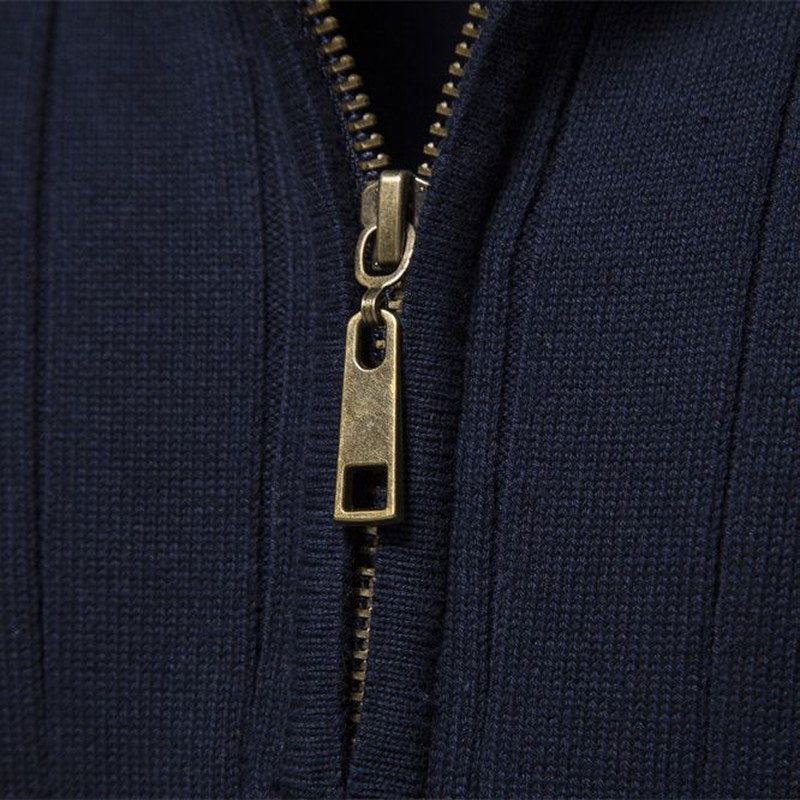 Knit Pullover - Ribbed Half Zip & Soft Flexible Shape