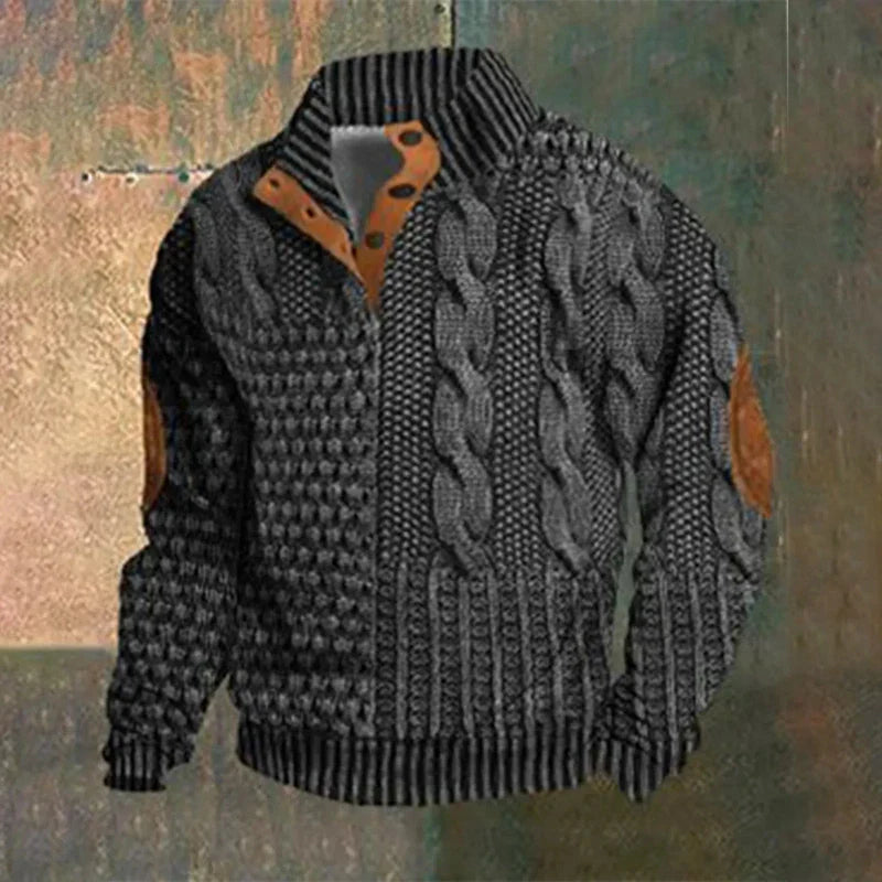 Knit Sweater – Retro Rib Lines & Easy Layering Warmth