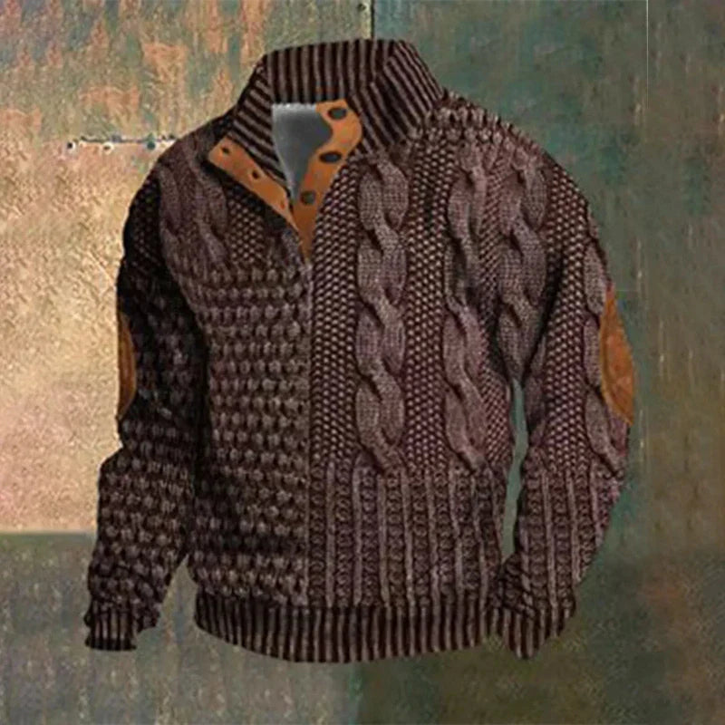 Knit Sweater – Retro Rib Lines & Easy Layering Warmth