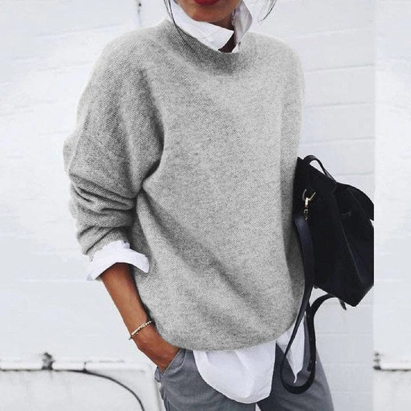 Knit Sweater – Soft Ribbed Neck & Even Thermal Warmth