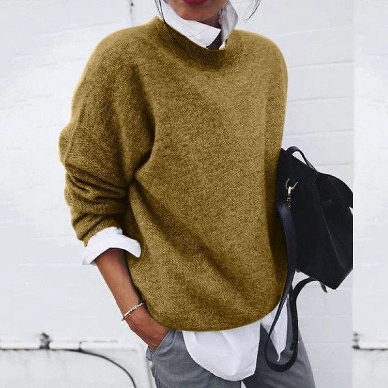 Knit Sweater – Soft Ribbed Neck & Even Thermal Warmth