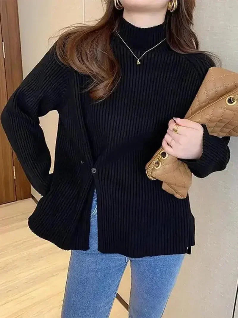 Knit Sweater - Wool Blend Turtleneck & Warm Layering