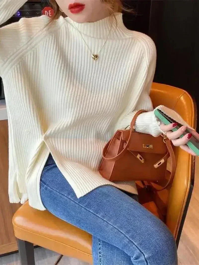 Knit Sweater - Wool Blend Turtleneck & Warm Layering