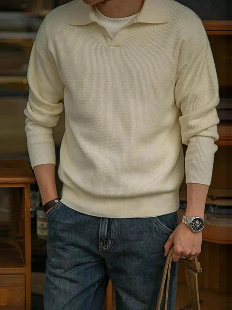 Knit Sweater - Wool Blend Vintage Knit & Warm Comfort