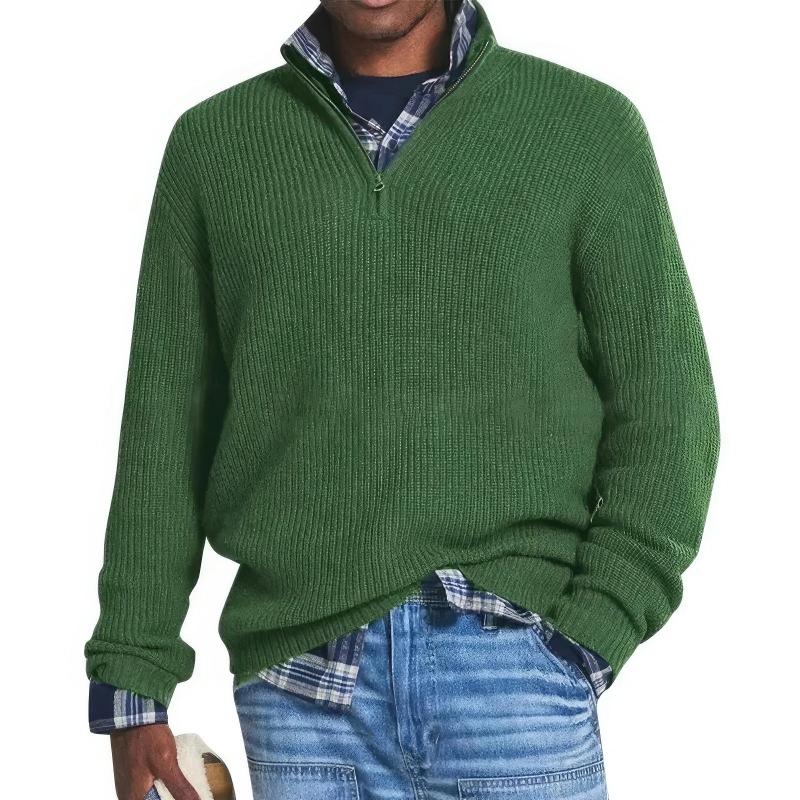 Knit Sweater – Zip Front & Ribbed Cuffs Warm Layering