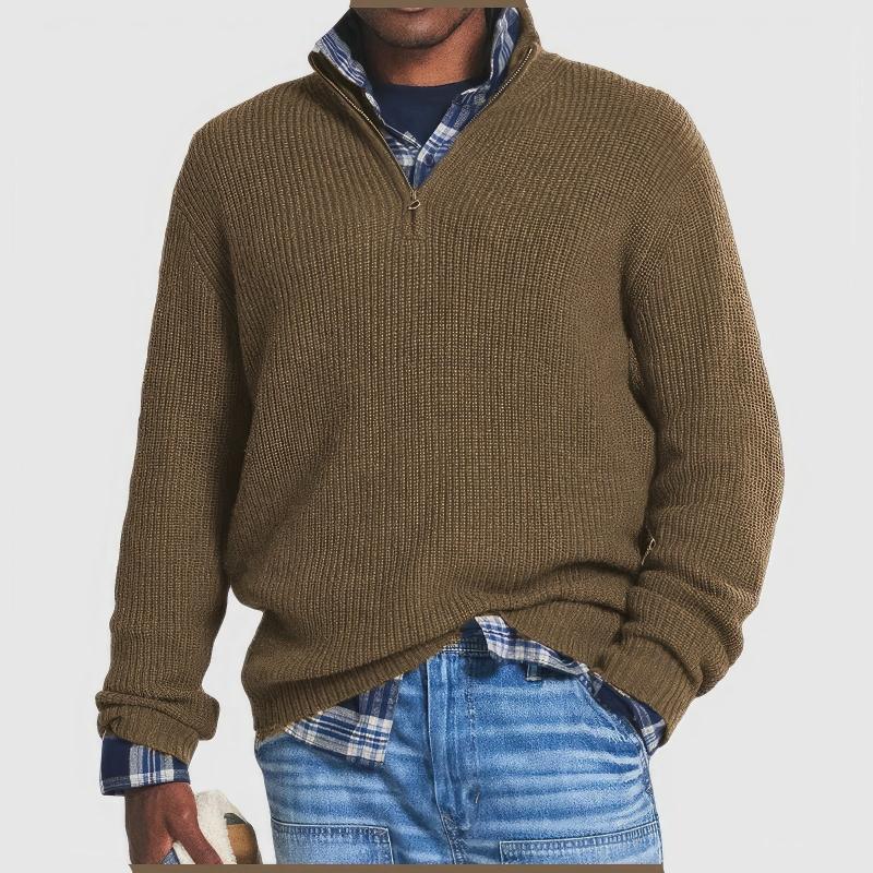 Knit Sweater – Zip Front & Ribbed Cuffs Warm Layering