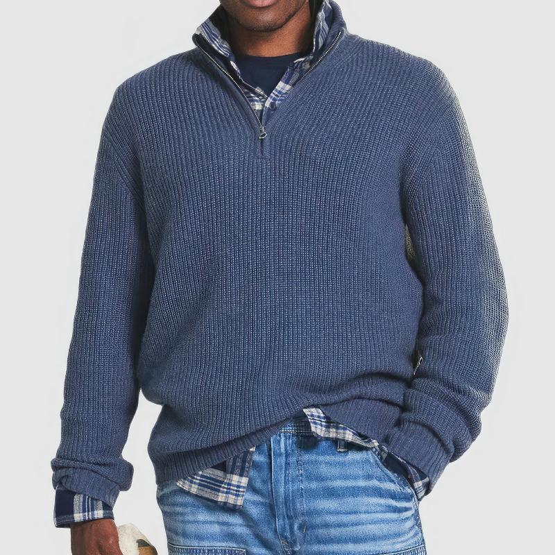 Knit Sweater – Zip Front & Ribbed Cuffs Warm Layering
