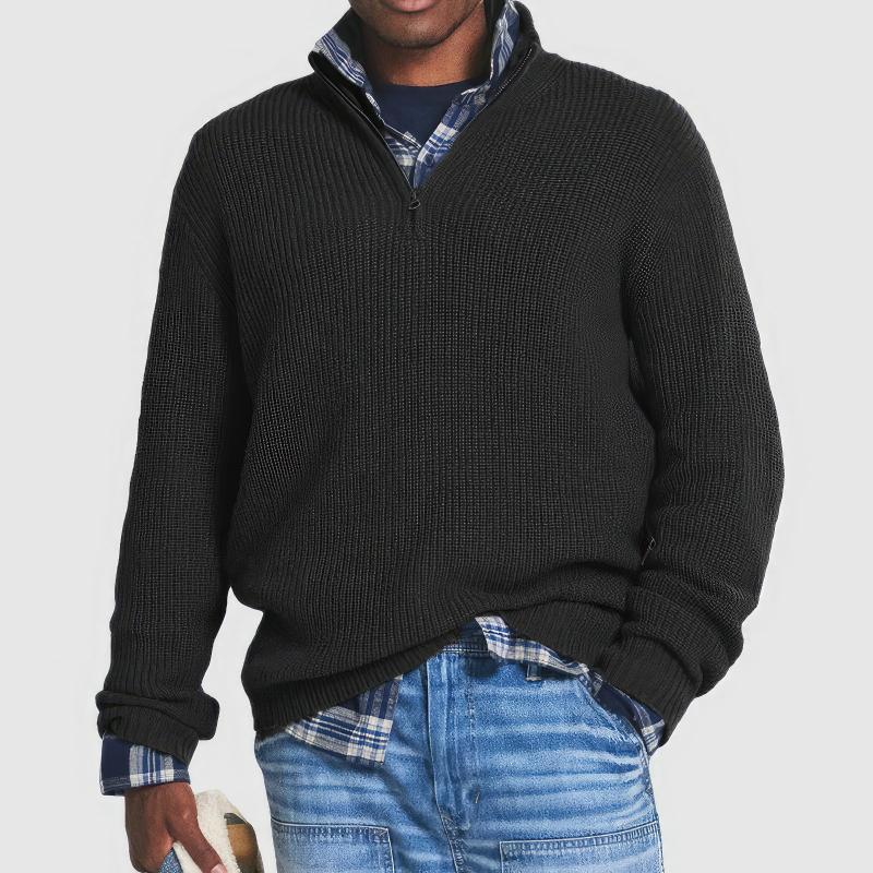 Knit Sweater – Zip Front & Ribbed Cuffs Warm Layering