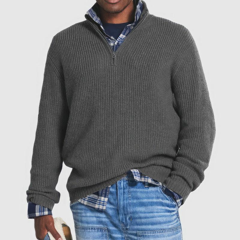Knit Sweater – Zip Front & Ribbed Cuffs Warm Layering