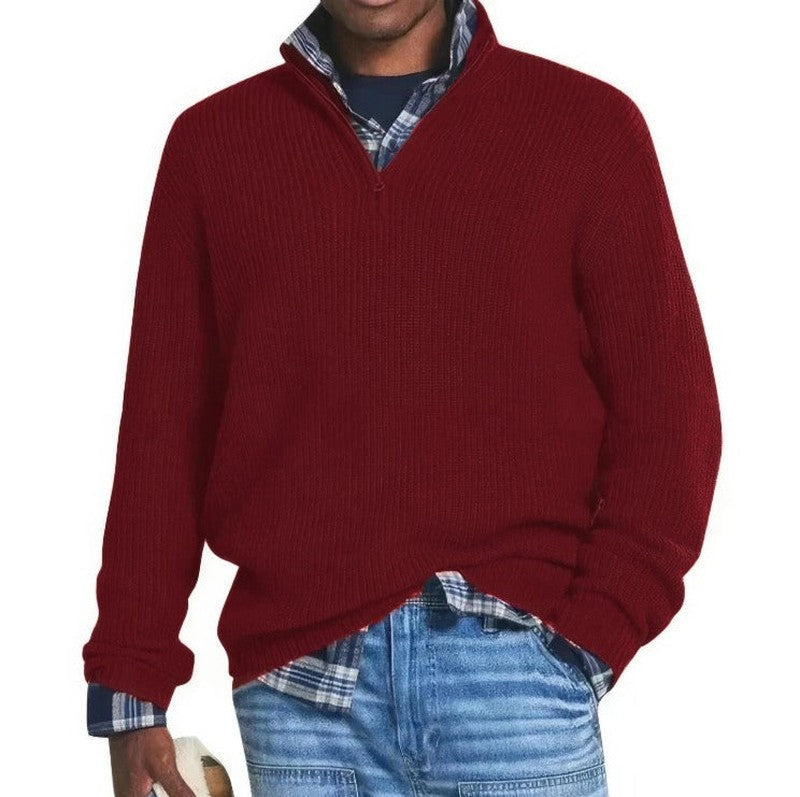 Knit Sweater – Zip Front & Ribbed Cuffs Warm Layering
