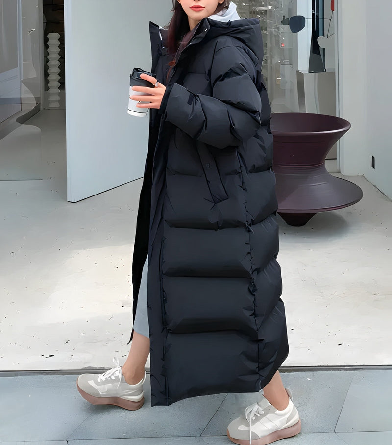 Long Jacket - Polyester Blend Hooded Cut & Windproof Lining