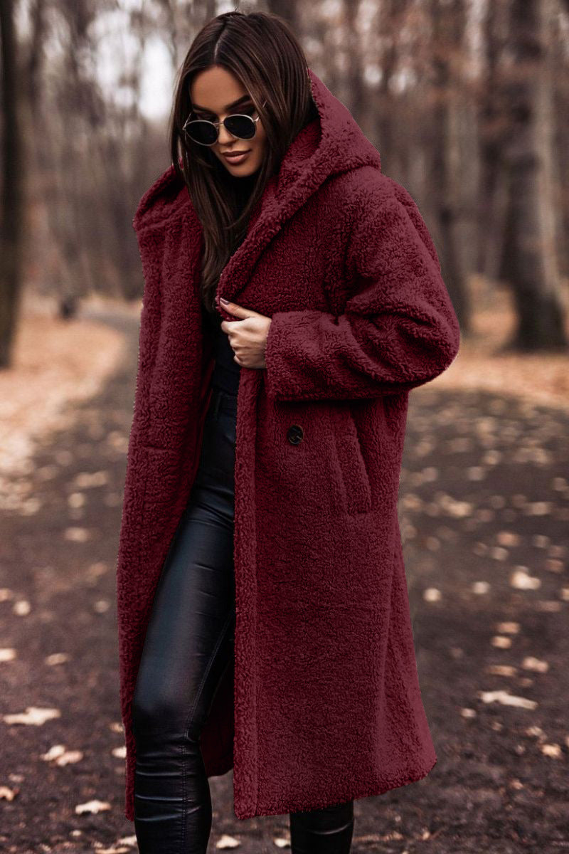 Polyester Blend Fleece Coat - Tailored Fit & Warm Lining