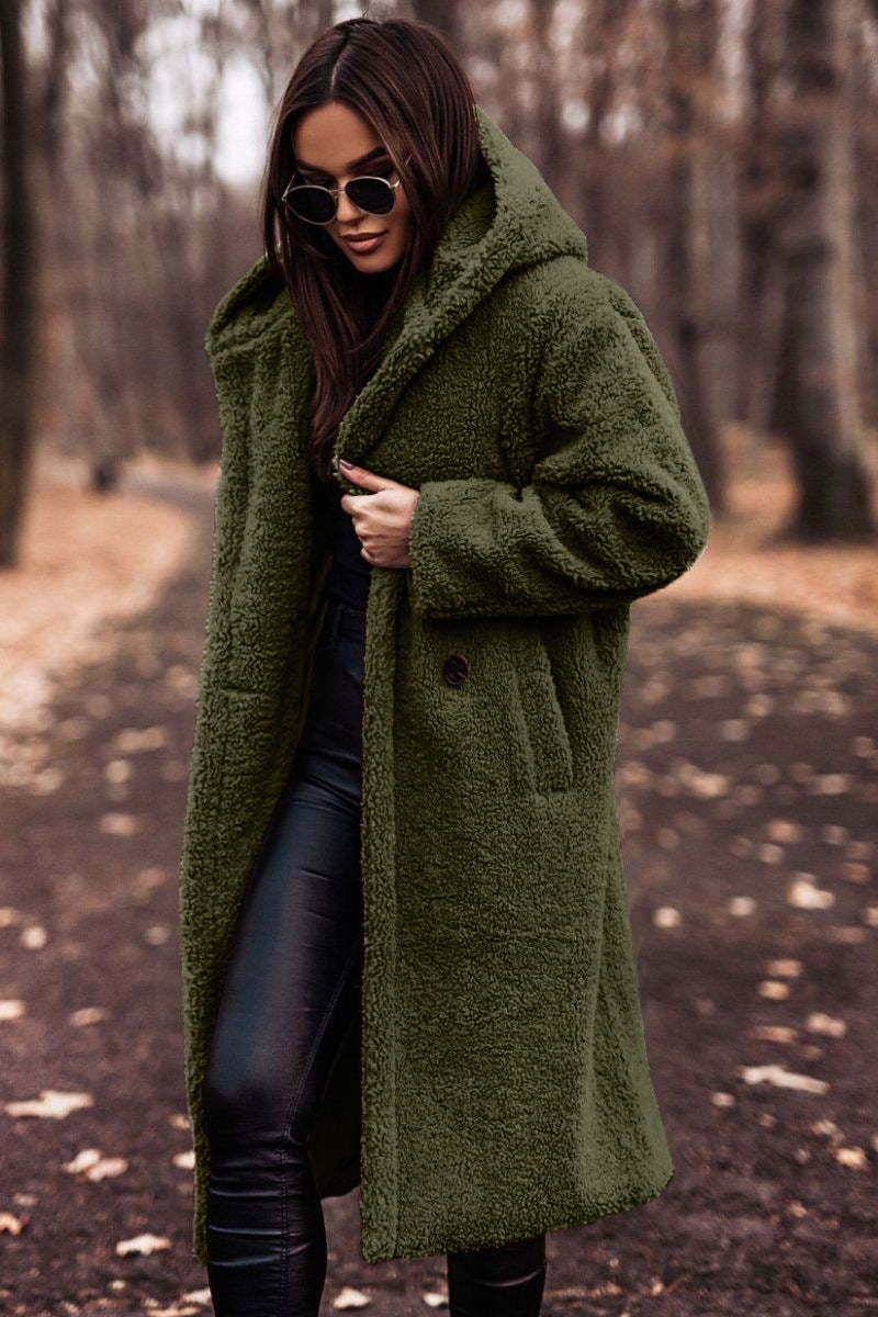 Polyester Blend Fleece Coat - Tailored Fit & Warm Lining