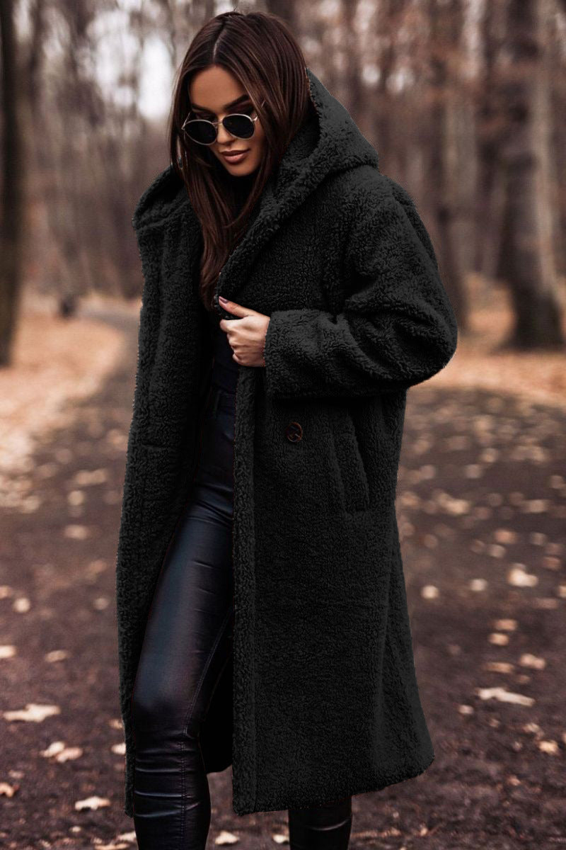 Polyester Blend Fleece Coat - Tailored Fit & Warm Lining