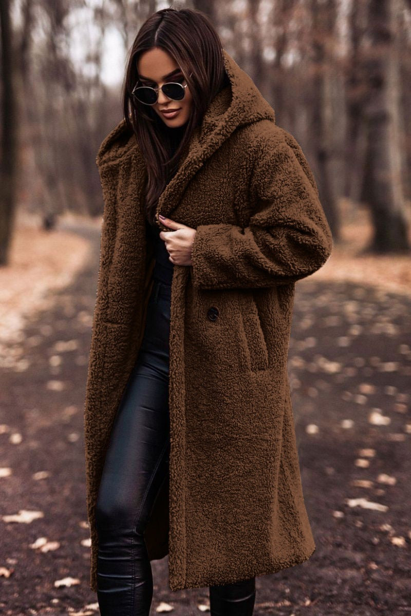 Polyester Blend Fleece Coat - Tailored Fit & Warm Lining