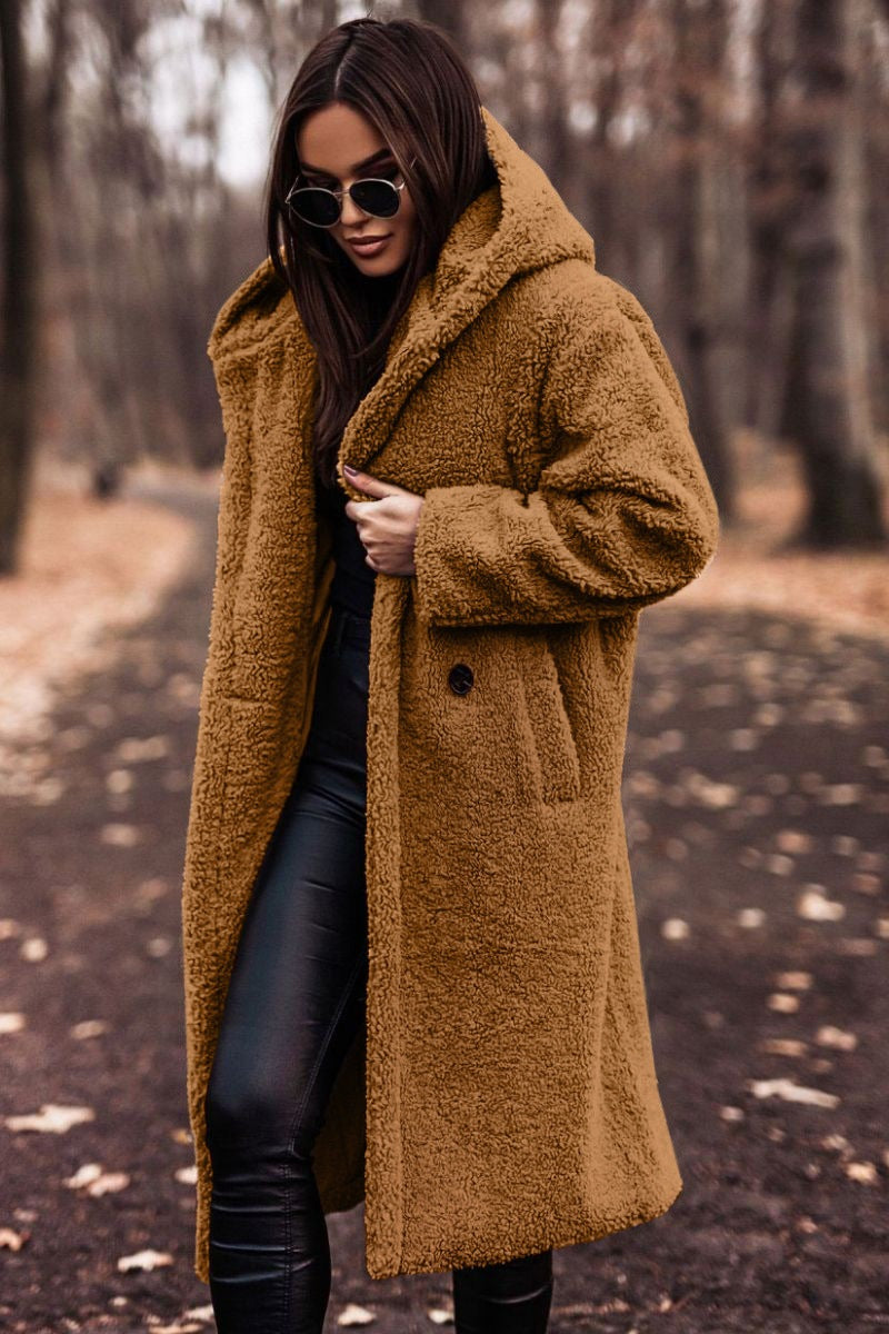 Polyester Blend Fleece Coat - Tailored Fit & Warm Lining