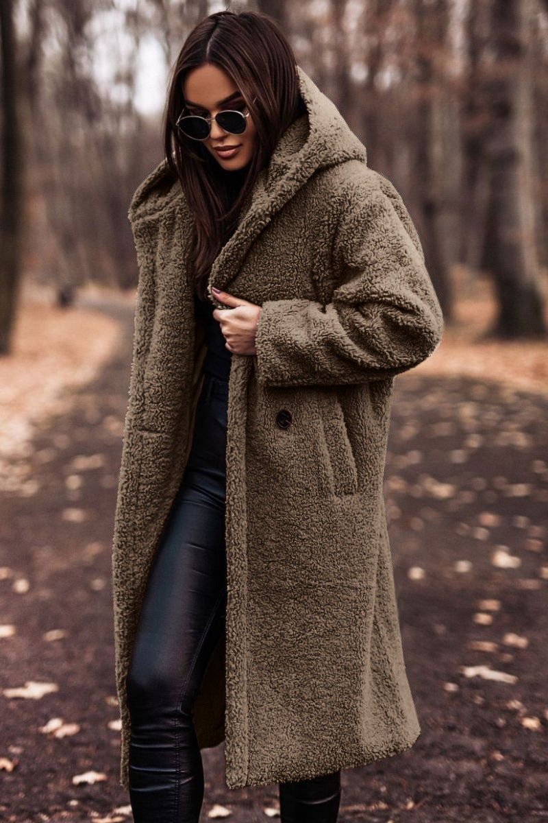 Polyester Blend Fleece Coat - Tailored Fit & Warm Lining