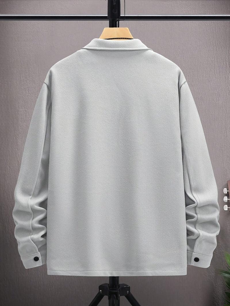 Polyester Blend Jacket - Button Front And Flexible Fit