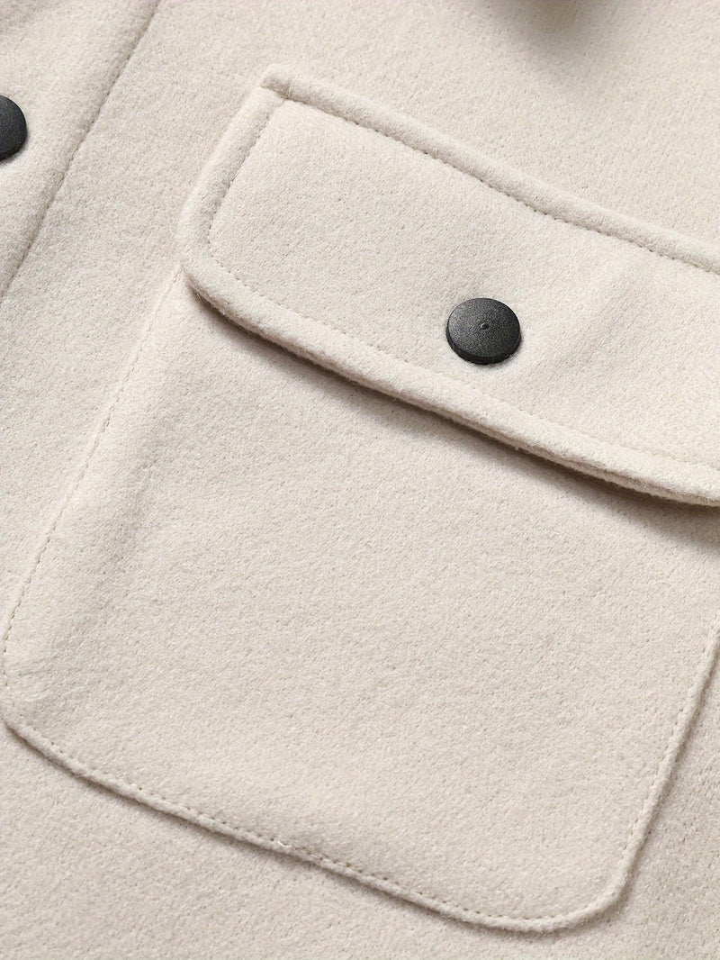 Polyester Blend Jacket - Button Front And Flexible Fit