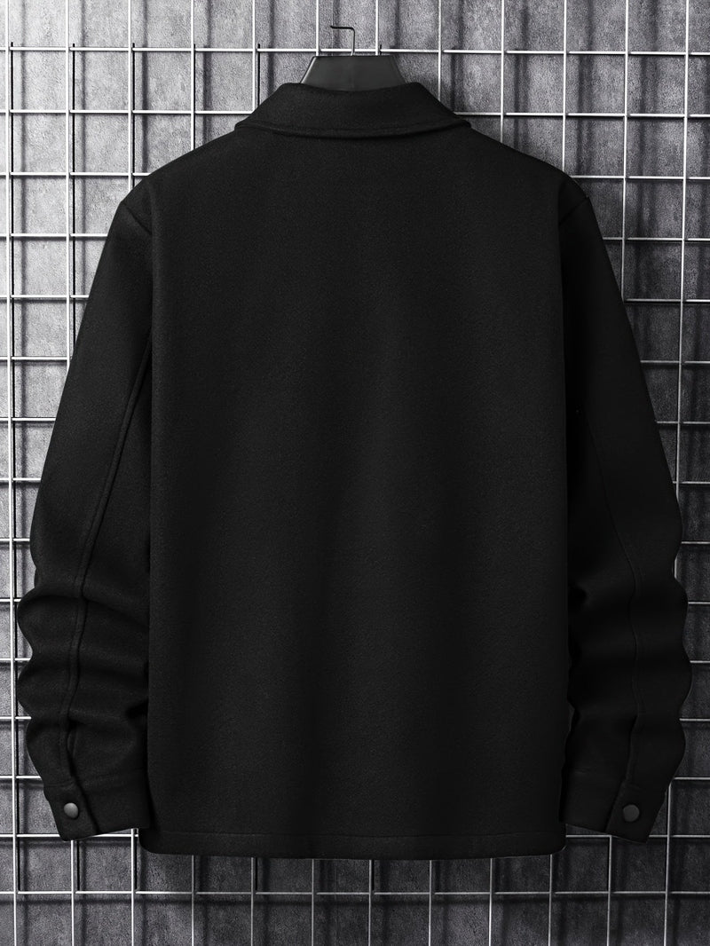 Polyester Blend Jacket - Button Front And Flexible Fit