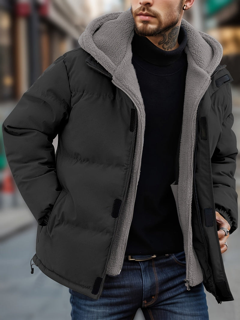 Polyester-Blend Jacket - Hooded Zip Front & Warm Lining