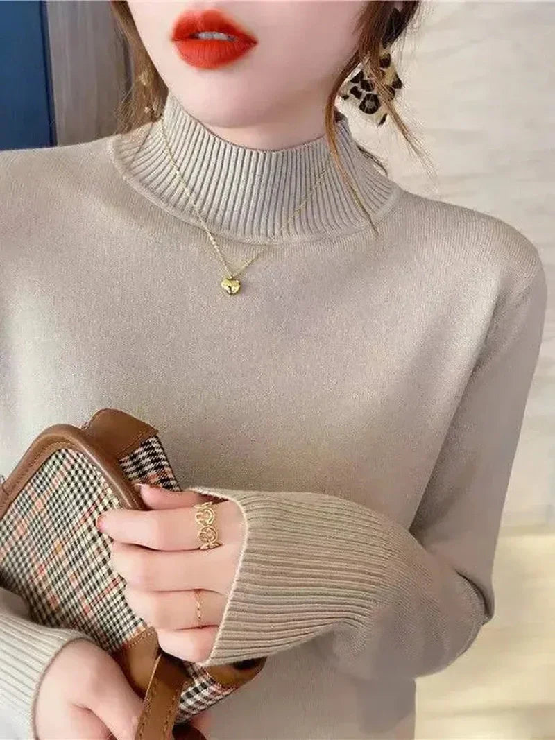 Pullover Sweater – Cotton Blend Turtleneck & Loose Warm Fit