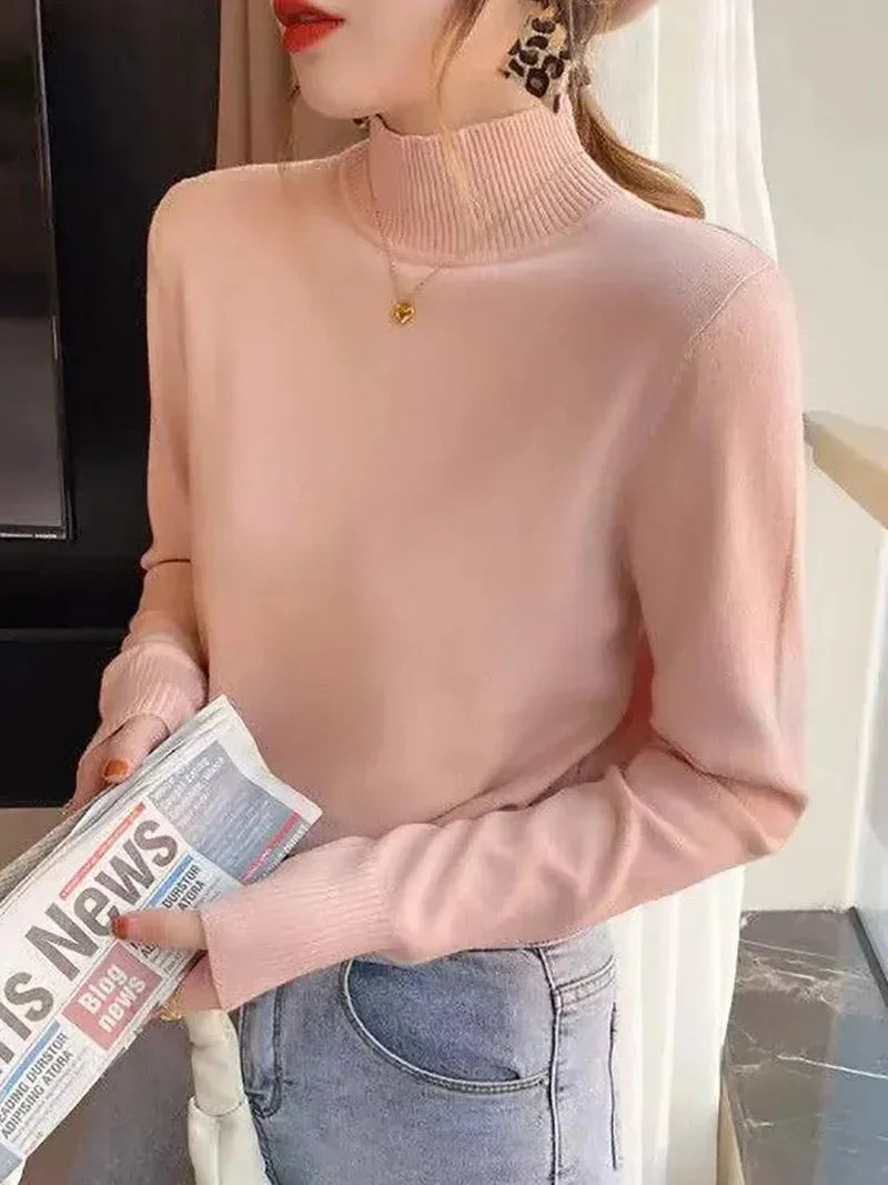 Pullover Sweater – Cotton Blend Turtleneck & Loose Warm Fit