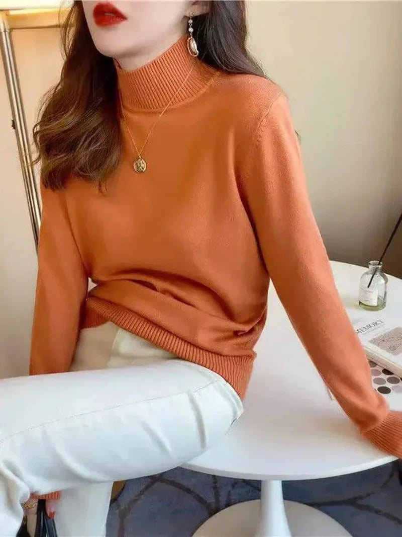 Pullover Sweater – Cotton Blend Turtleneck & Loose Warm Fit
