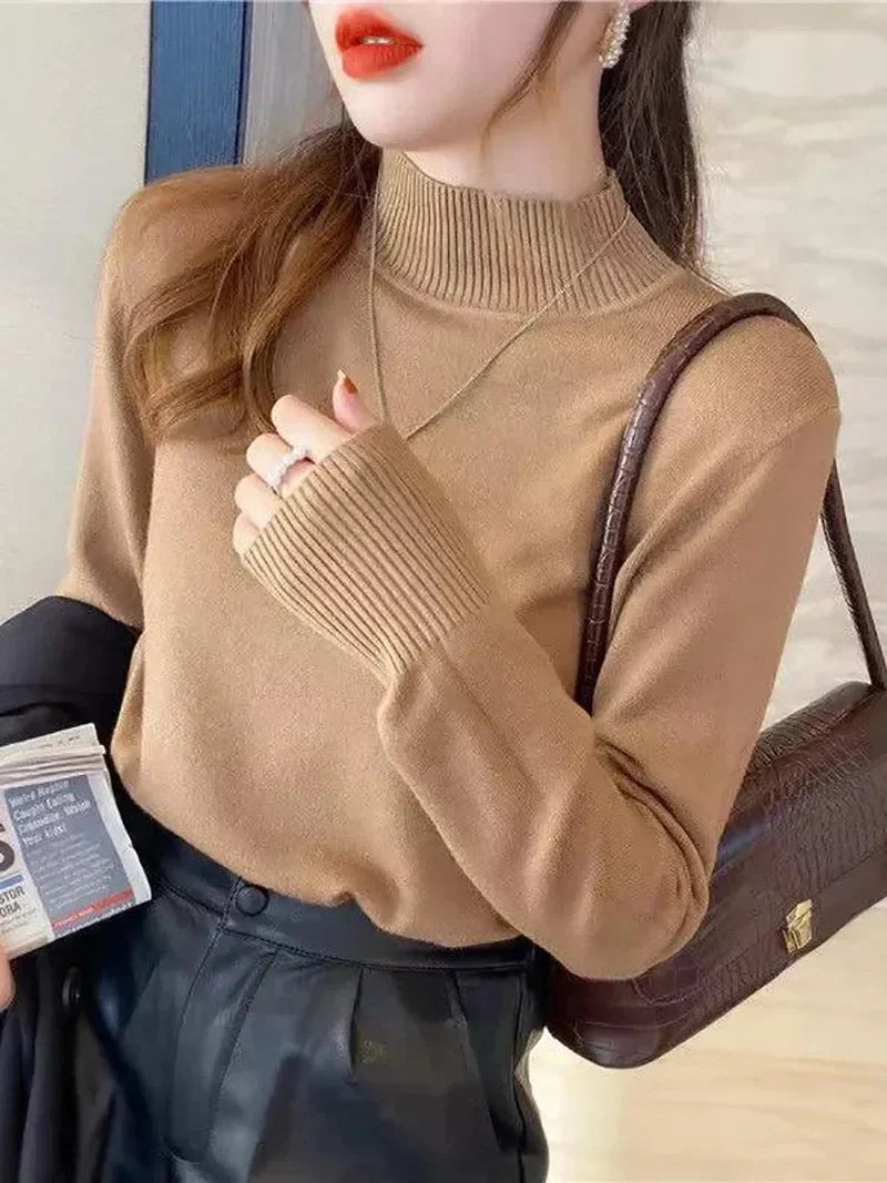 Pullover Sweater – Cotton Blend Turtleneck & Loose Warm Fit