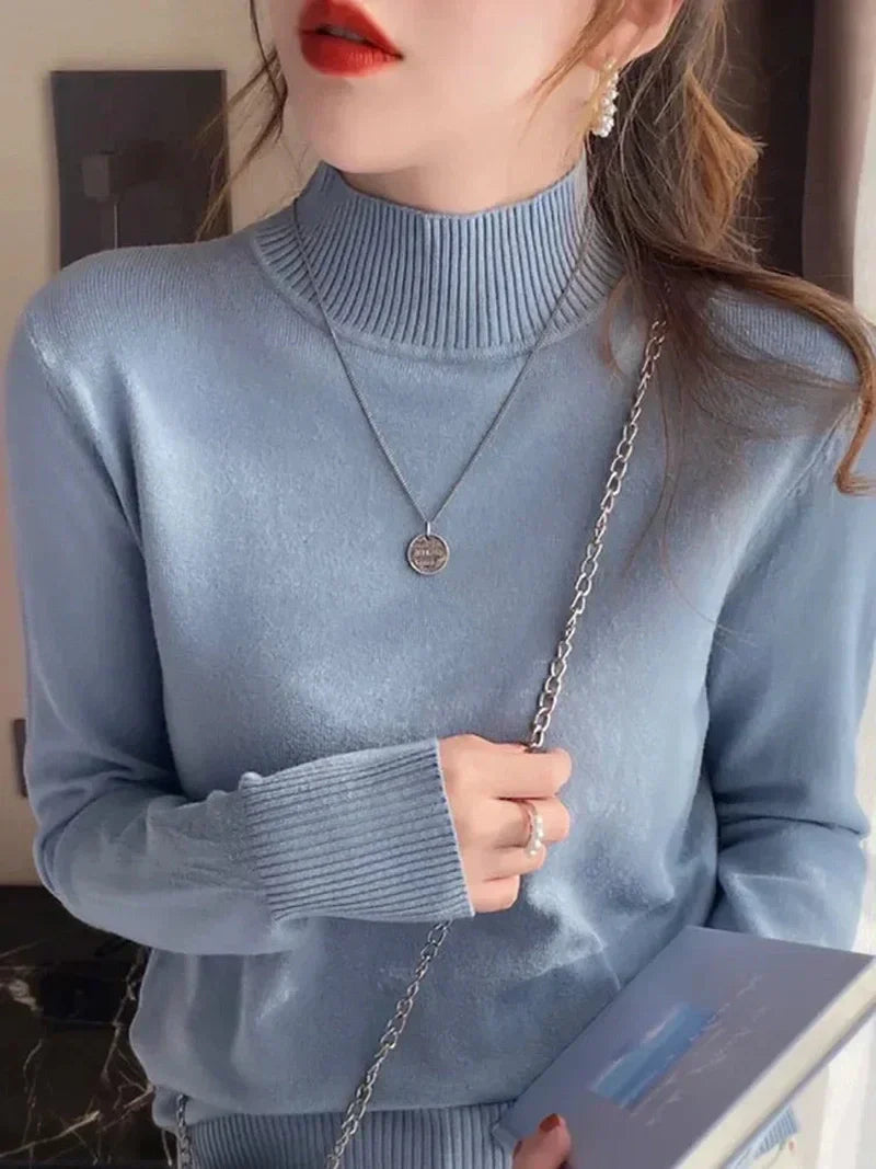Pullover Sweater – Cotton Blend Turtleneck & Loose Warm Fit
