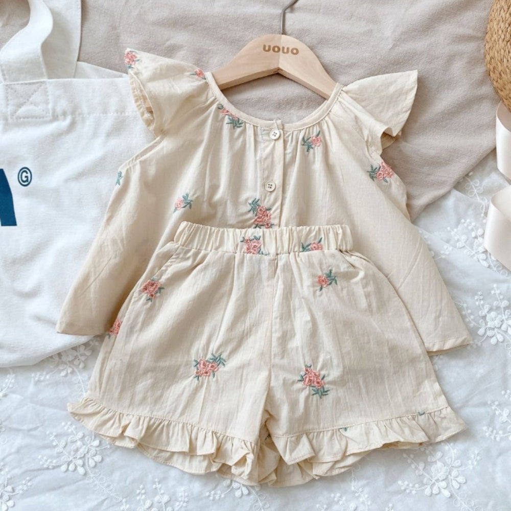 Darling Floral Ruffle Girls Summer Set