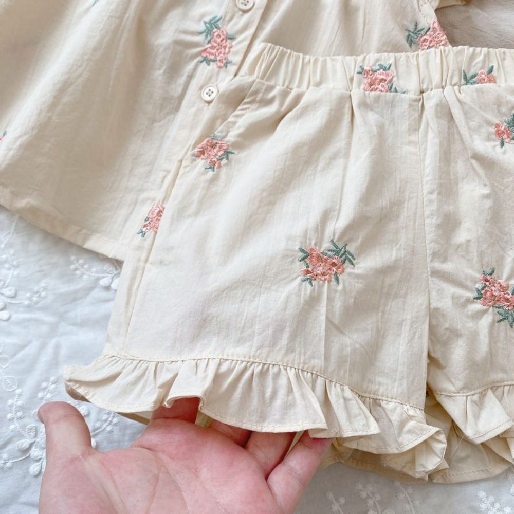 Darling Floral Ruffle Girls Summer Set