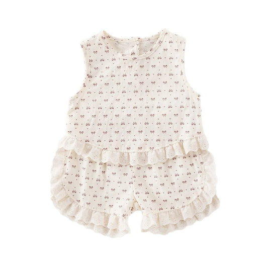 Ruffle Trim Sleeveless Top and Shorts Set