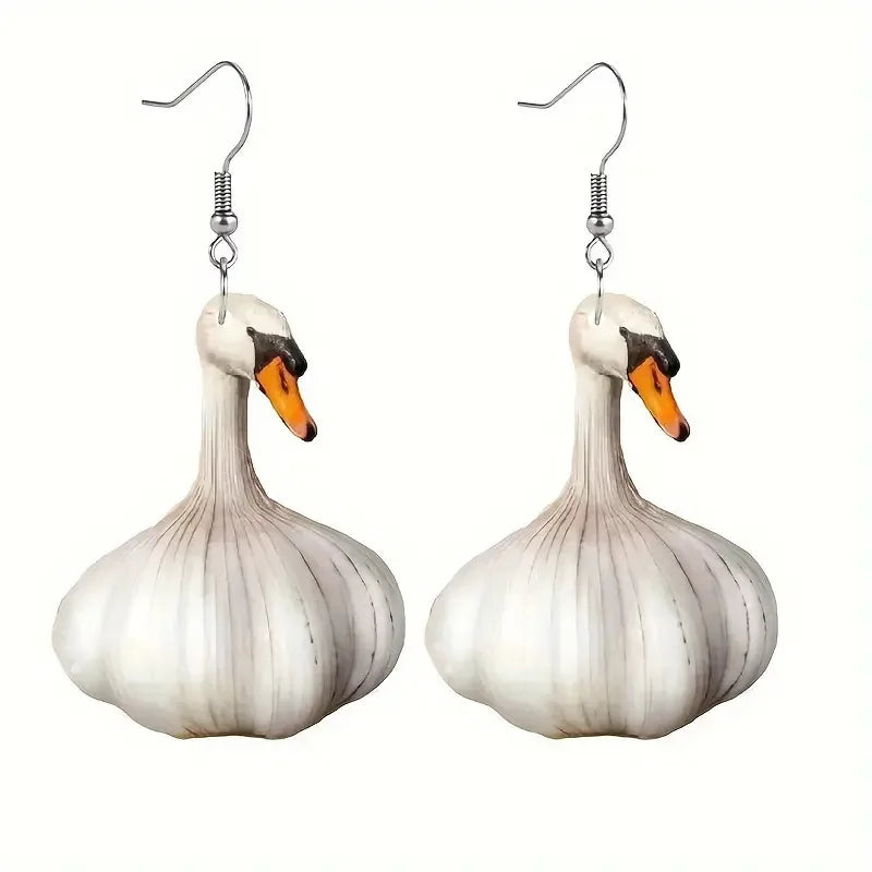 Cross border New Product Funny Creativity Garlic Duck Earrings Female European and American Fashion Festival Animal Earrings