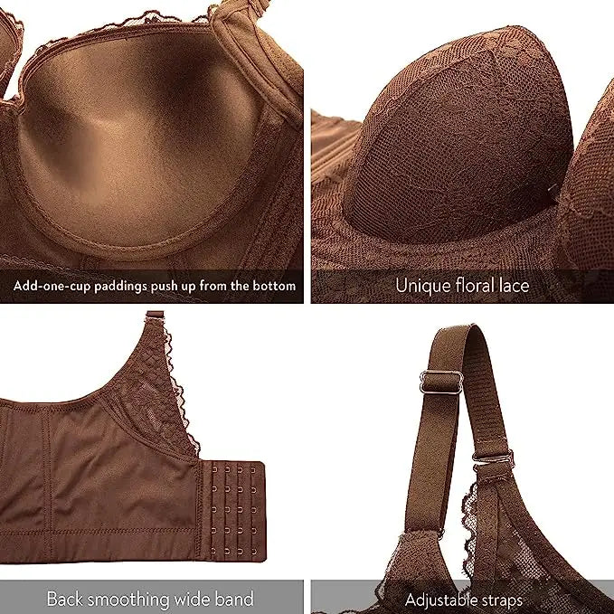 FallSweet Push Up Bra Add One Cup Underwire Corset Top Bustier Bras for Women Longline Bralette