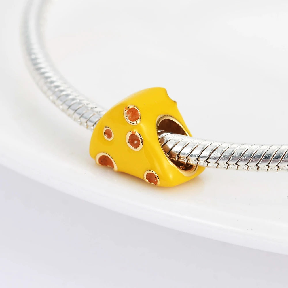 Fit Pandora 925 Original Bracelet Food Series Cola Coffee Burger Cheese Ice Cream Silver Charm Beads For DIY Jewelry Gift Making