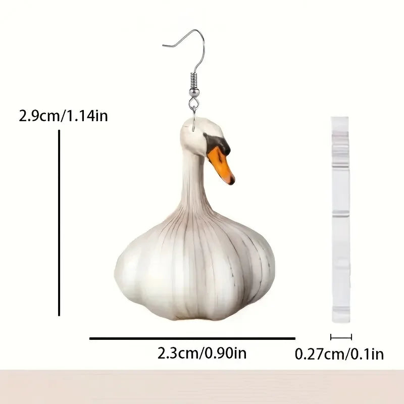 Cross border New Product Funny Creativity Garlic Duck Earrings Female European and American Fashion Festival Animal Earrings