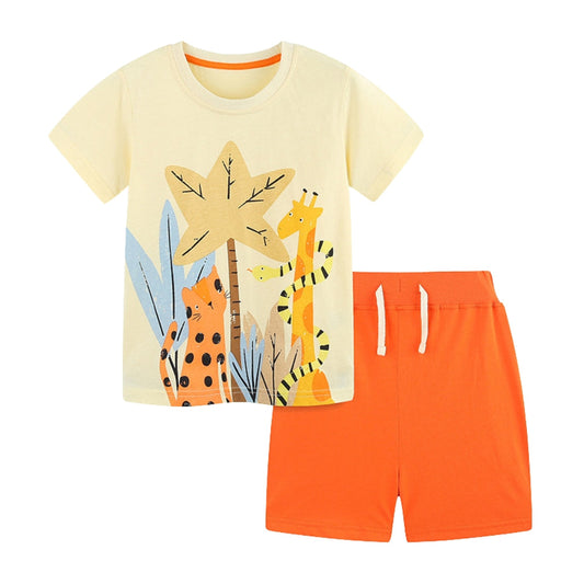Cute Safari Friends T-Shirt and Shorts Set