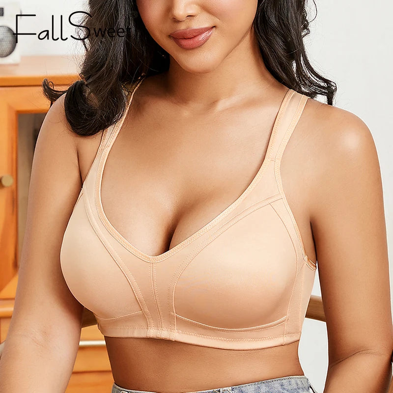 FallSweet Minimizer Bra for Women Non Padded Sexy Lingeire Plus Size Wire Free Brassiere Femme 38 to 50