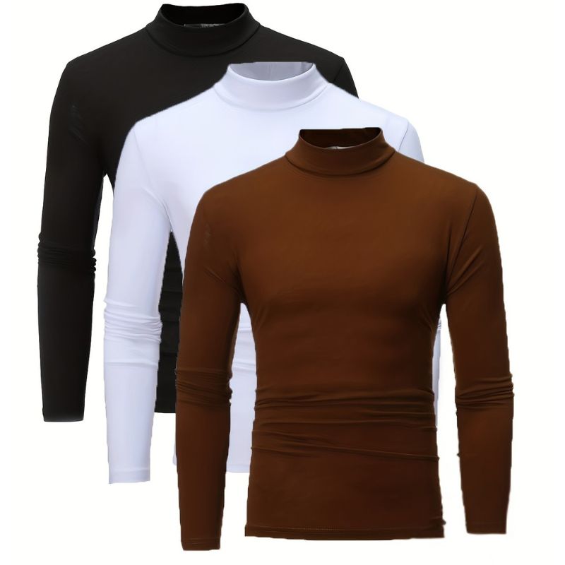 Turtleneck - Polyester Blend 3 Set and Snug Layering Warmth