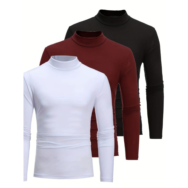 Turtleneck - Polyester Blend 3 Set and Snug Layering Warmth