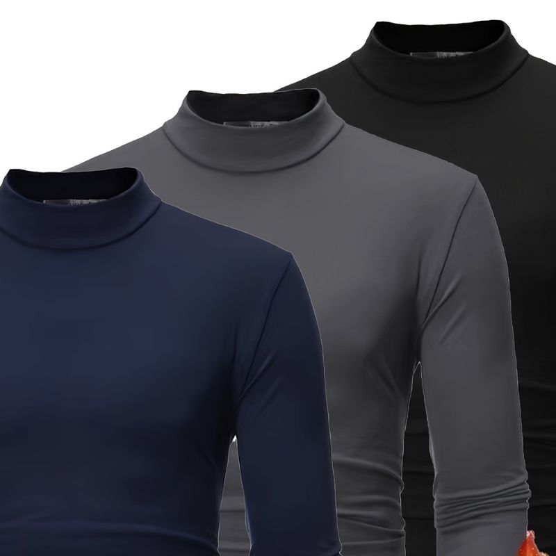 Turtleneck - Polyester Blend 3 Set and Snug Layering Warmth