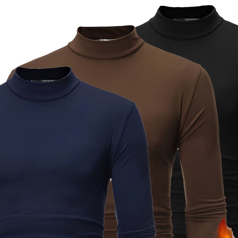 Turtleneck - Polyester Blend 3 Set and Snug Layering Warmth