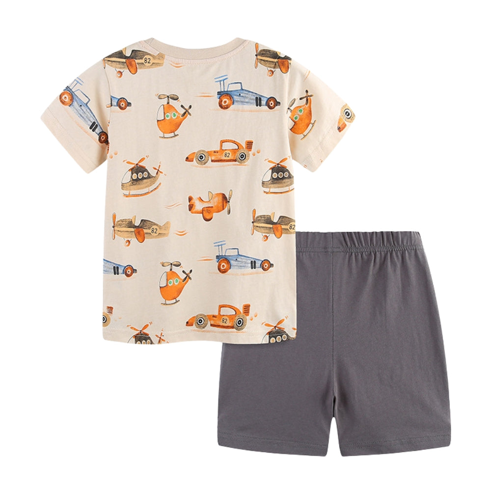 Fun Vehicle Boys Summer Outfit Set