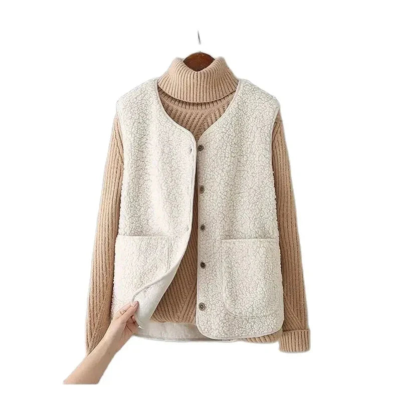 Vest - Sleeveless Wool Blend & Thick Fleece Warmth Layer