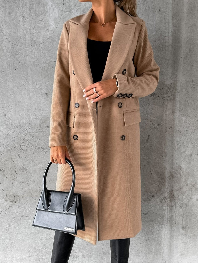 Wool-Blend Coat - Button Front Long Shape And Warm Cover