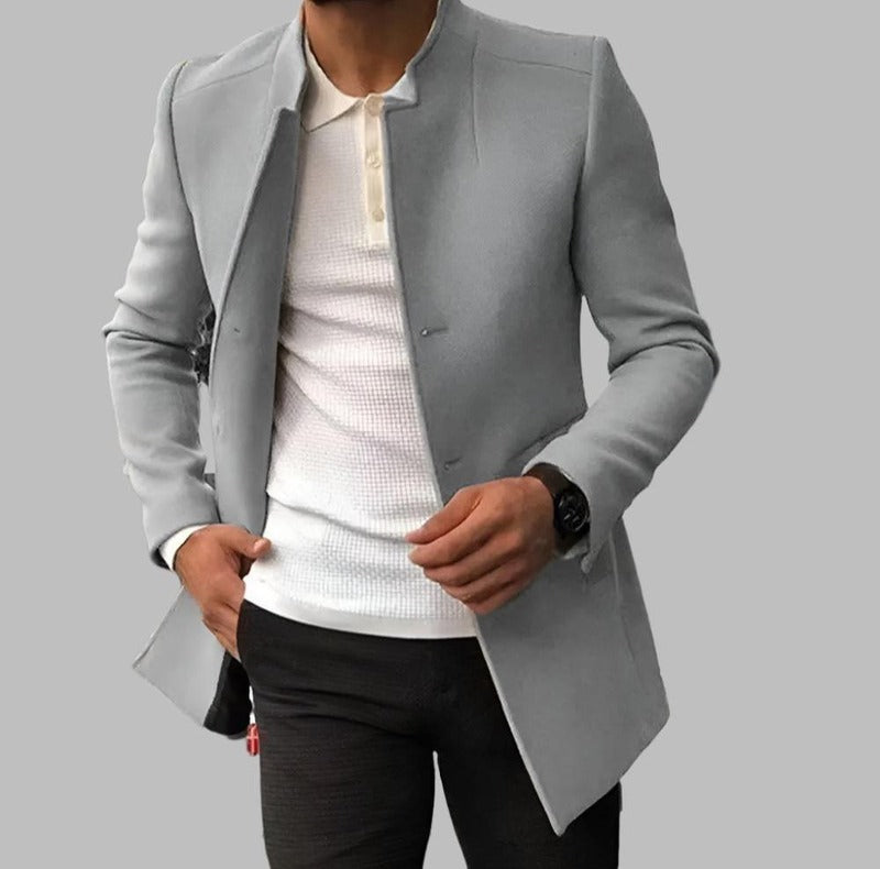 Wool-Blend Coat - Long Cut Button Front & Warm Lining