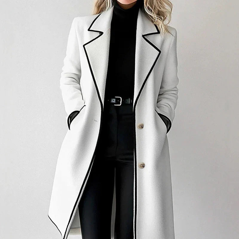 Wool-Blend Coat - Single Breasted Lapel & Warm Layering